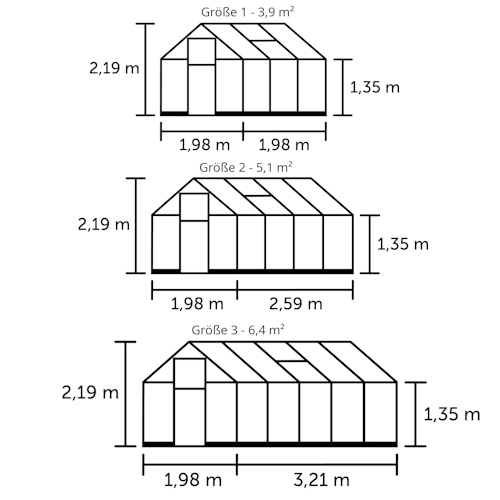 Halls Gewächshaus Qube - 3,9 m² / 5,1 m² / 6,4 m²