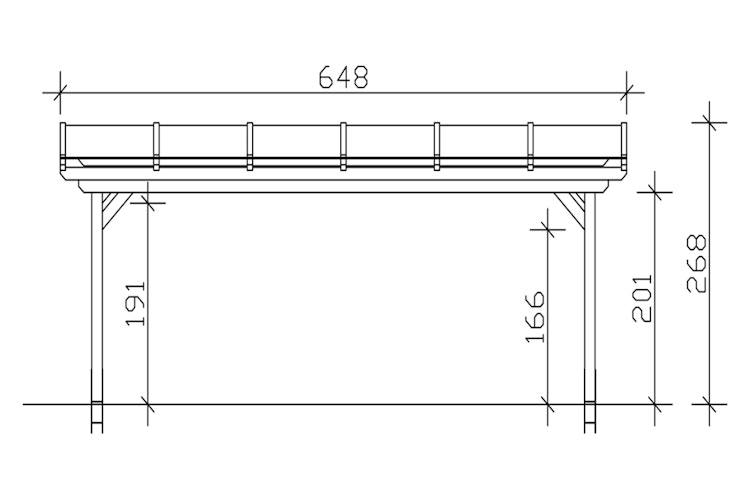 Skan Holz Sanremo aus Leimholz ohne Mittelpfosten Breite 648 cm freistehende Terrassenüberdachung