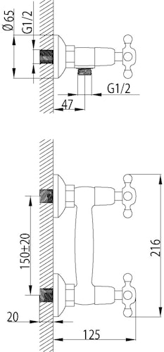 Sanitop Zweigriffmischer Athenas für Brause, chrom