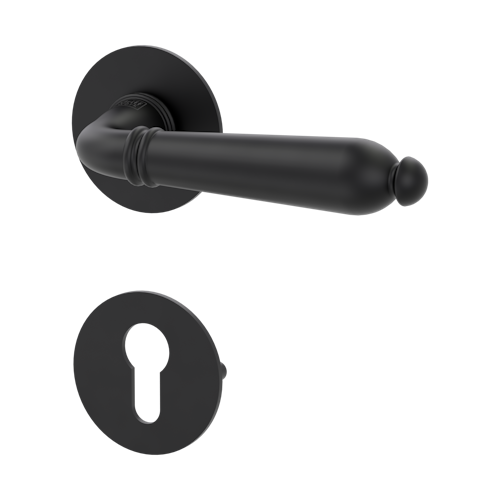 Griffwerk CAROLA PIATTA S -Graphitschwarz Rosettengarnitur rund -Flachrosette -PZ TS 37-45mm