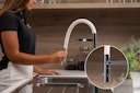 Vorschaubild 5 Wege Wasserhahn Küchenarmatur, Edelstahl Massiv mit 360° schwenkbarem Auslauf, abnehmbare 2 strahl Handbrause, Gebürstet / Weiß