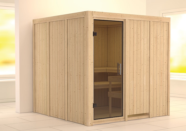 Karibu Sauna Rodin mit Fronteinstieg 68 mm inkl. gratis Sauna-Zubehörset im Wert von 234,94 €