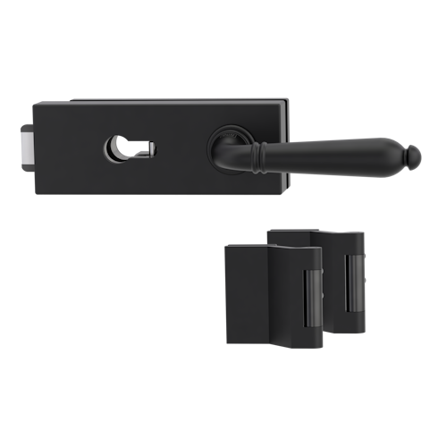 Griffwerk PURISTO S -Graphitschwarz Ganzglastürbeschlagset -3-teiliger Bandsatz -mit Griff CAROLA Schraubt. -GSC -PZ