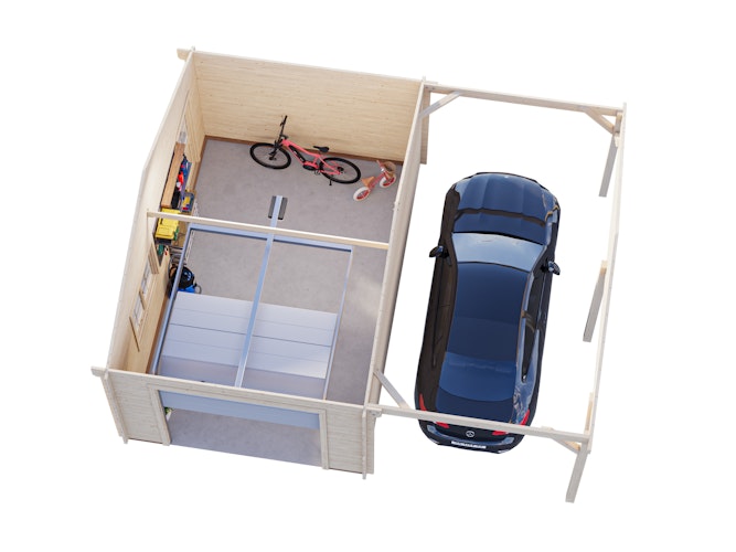 Palmako Garage Roger 19,0 + 16,2 m² - 44 mm - mit Sektionaltor