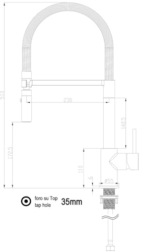 Wasserhahn Küchenarmatur, SAM, mit 360° schwenkbarem Auslauf, abnehmbare 2 strahl Handbrause, Verchromt / Weiß