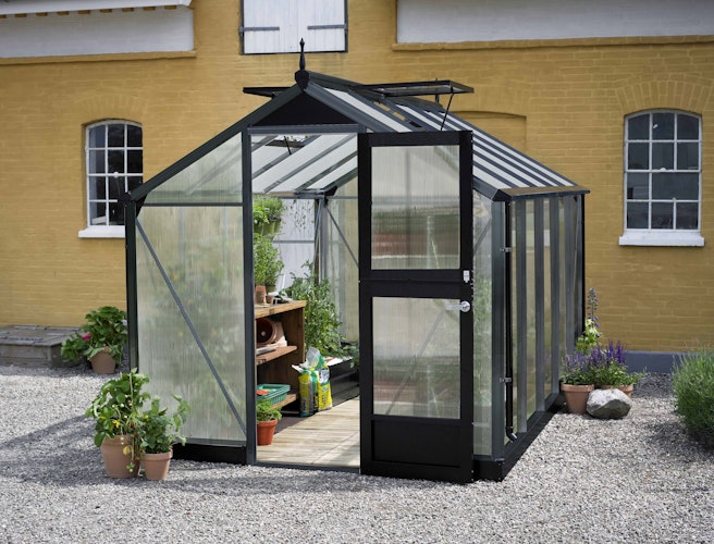 Juliana Gewächshaus Compact - 5 m² / 6,6 m² / 8,2 m² inkl. gratis Fundamentrahmen im Wert von bis zu 429€ (bei Sicherheitsglas+Farbe anthrazit)