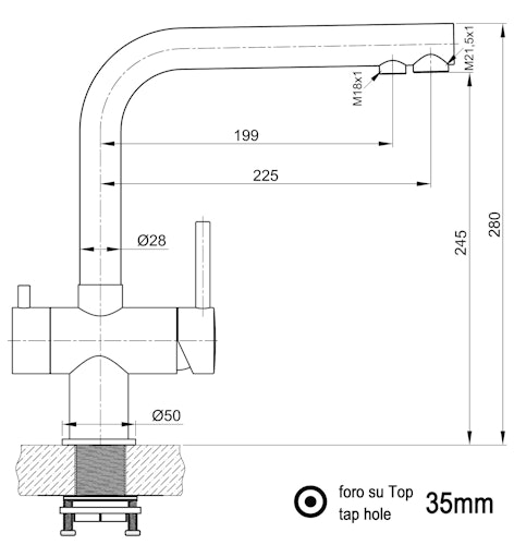 Kurze Variante - 3 Wege Wasserhahn Küchenarmatur, Edelstahl Massiv mit 360° schwenkbarem L-Auslauf, Hochglanz Poliert