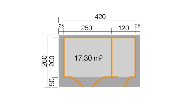 Weka Gartenhaus 253 hellgrau/weiß - 28 mm