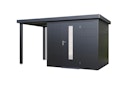 Vorschaubild Wolff Finnhaus Premium Metall Gartenhaus Thorin 3924 Anthrazit inkl. 150 cm Anbaudach (Modell 2026)