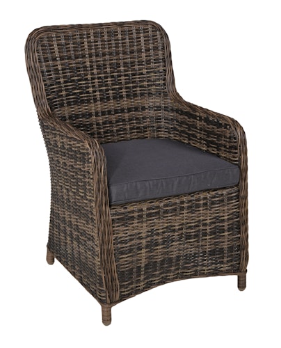Garden Pleasure Gartenmöbel Set BORDEAUX II, Tisch 200 x 100 + 6 Sessel, Polyrattan Nelkenbraun / Glasplatte / Kissen 100 % Polyester Dunkelgrau