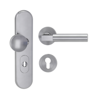 Griffwerk Kombi-Schutzbeschlag TITANO SB_882 mit Griff METRICO PROF 72mm Zylinderabdeckung Tür 38-50mm R METRICO PROF rund Edelstahl matt