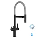 Vorschaubild 4 Wege Wasserhahn Küchenarmatur, FC, mit 360° schwenkbarem Auslauf, abnehmbare 2 strahl Handbrause, Schwarz Matt / Grau