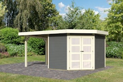 Karibu Gartenhaus Goldendorf 3/5 mit 240 cm Schleppdach + Rückwand - 19 mm