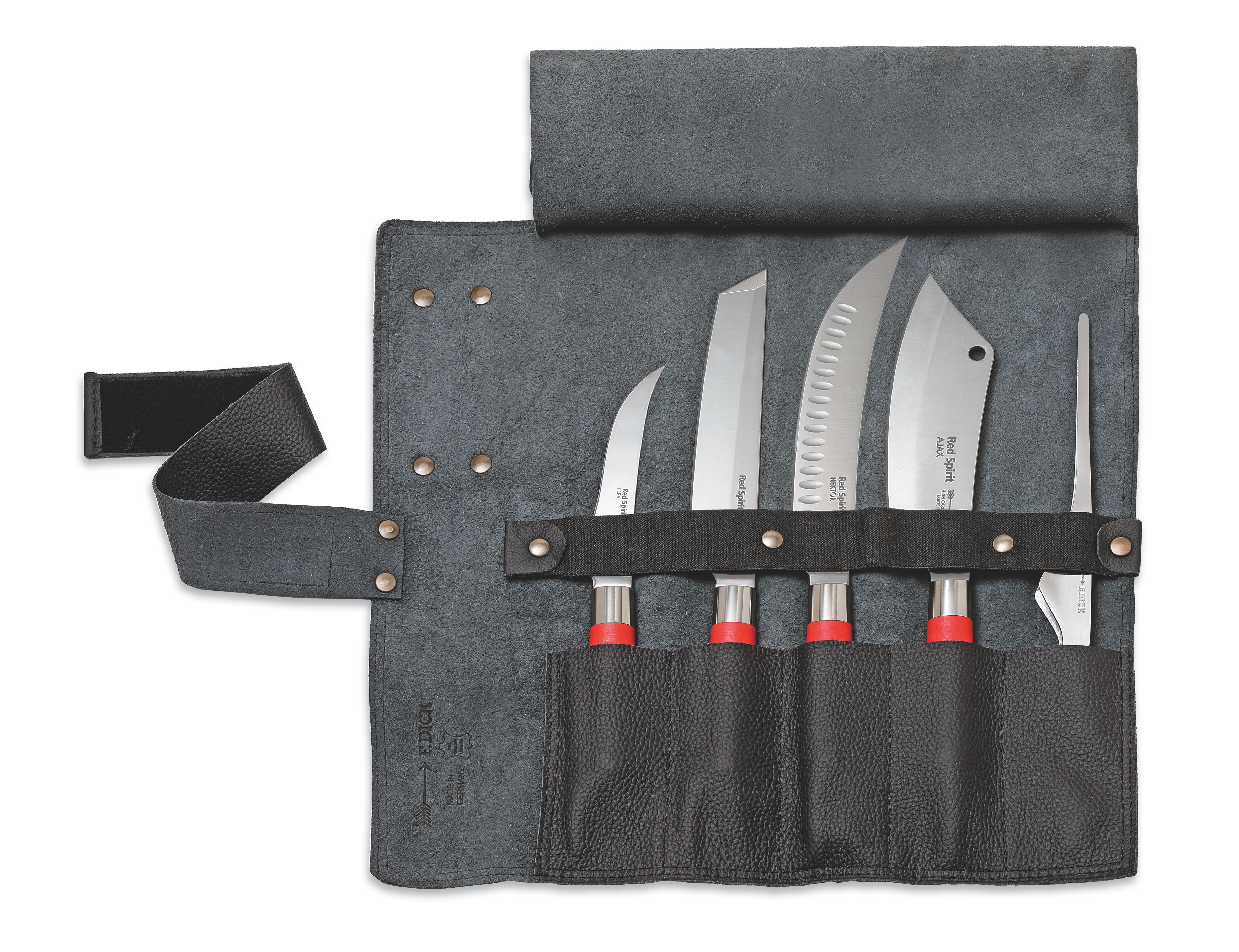DICK Leder-Rolltasche RED SPIRIT 5-teilig schwarz