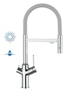 Vorschaubild 4 Wege Wasserhahn Küchenarmatur, BOD, mit 360° schwenkbarem Auslauf, abnehmbare 2 strahl Handbrause, Verchromt / Grau