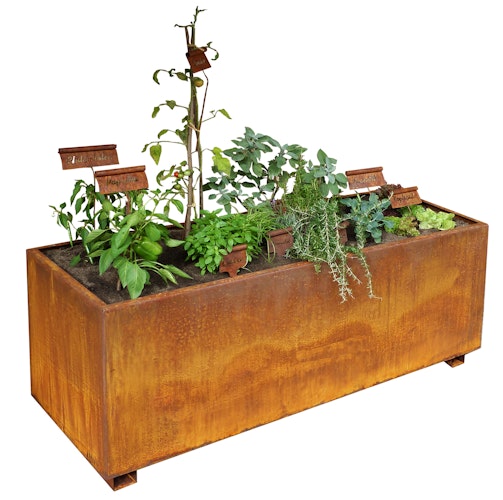 Badeko Hochbeet 200 cm in Edelrostoptik inkl. Zwischenboden (Sonderanfertigungen möglich)