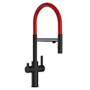 Vorschaubild 3 Wege Wasserhahn Küchenarmatur, FC, mit 360° schwenkbarem Auslauf, abnehmbare 2 strahl Handbrause, Schwarz Matt / Rot