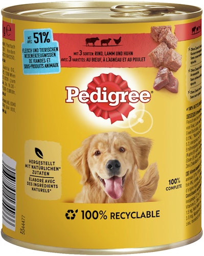 Pedigree Classic 3 Sorten Fleisch Hundenassfutter
