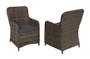 Vorschaubild Garden Pleasure Gartenmöbel Set BORDEAUX I, Tisch 200 x 100 + 4 Sessel, Polyrattan Nelkenbraun / Glasplatte / Kissen 100 % Polyester Dunkelgrau