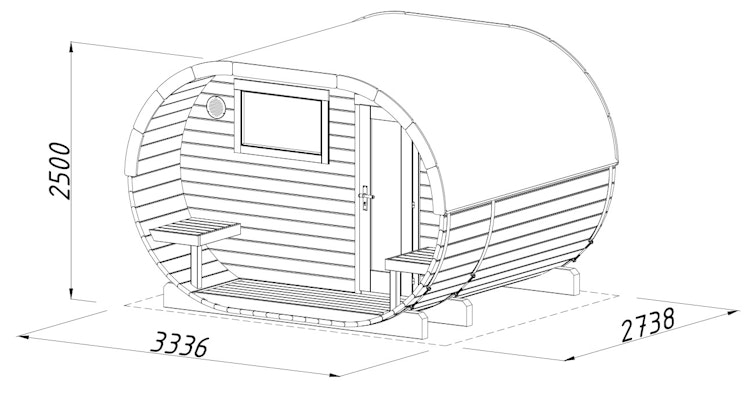 Palmako Saunafass Anette 3,0+1,5 m²