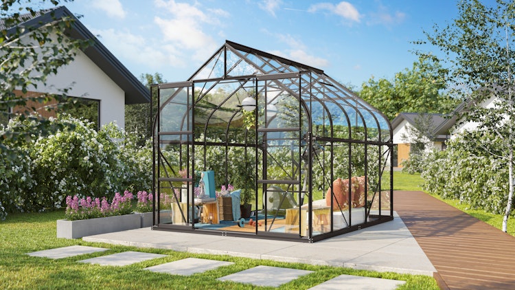 Vitavia Gewächshaus Dione/Diana 8300 inkl. 2 Dachfenster und Stahlfundamentrahmen - 8,3 m²