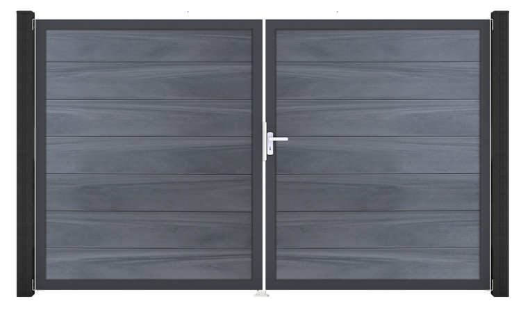 GroJa Solid Grande Tor 2-flügelig 3000 x 1800 mm, Alu-Rahmen Anthrazit DB 703