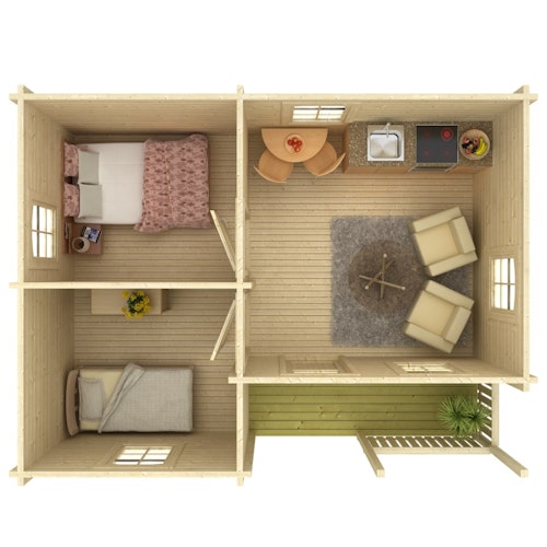 Palmako Ferienhaus Sandra 21,5 + 3,7 m² - 70 mm