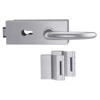 Griffwerk PURISTO S -Edelstahl matt Ganzglastürbeschlagset -3-teiliger Bandsatz -mit Griff DESM ULMER GRIFF -EM -PZ