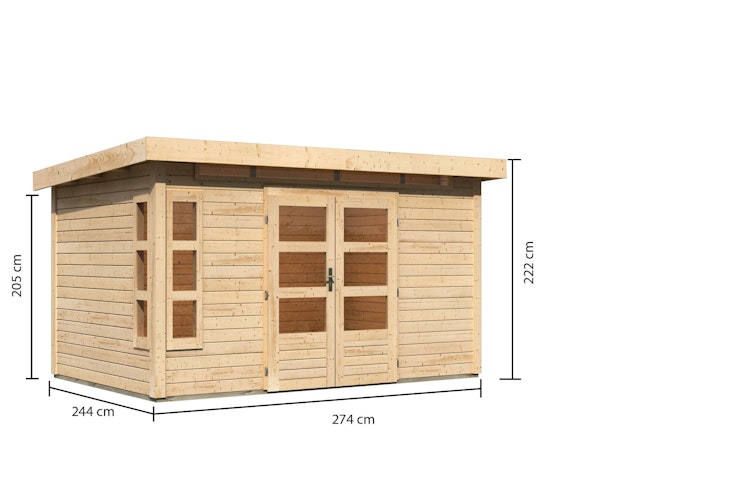 Karibu Premium Gartenhaus Kastorf 6/7 mit Fensterecke - 28 mm