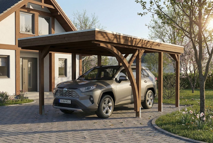Skan Holz Carport Friesland 320x555 cm inkl. 2 Einfahrtsbögen Set F