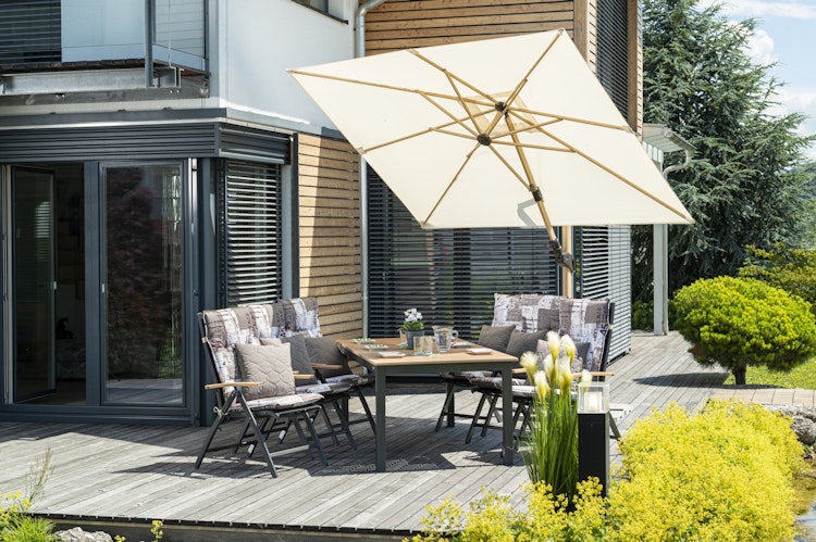 doppler Pendelschirm ALU WOOD 220 x 300, Aluminium Esche-Optik / 100 % Polyester 180 g/m²