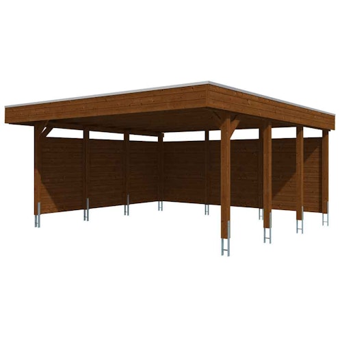 Skan Holz Carport Friesland 557x555 cm inkl. Rück- und Seitenwände Sparset 3