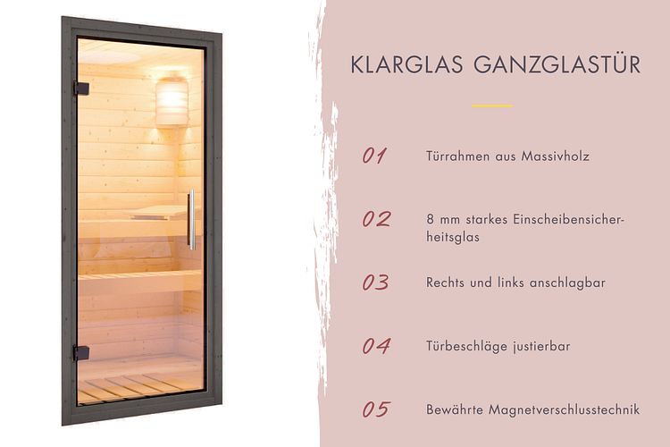 Karibu Design Saunahaus Laguna mit Douglasie-Lamellenprofil - 73 mm