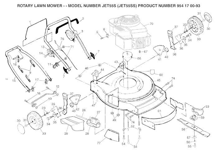 Husqvarna Rasenmäher gelegentliche Nutzung JET55S, JET55SS, 954170093, 2003-05