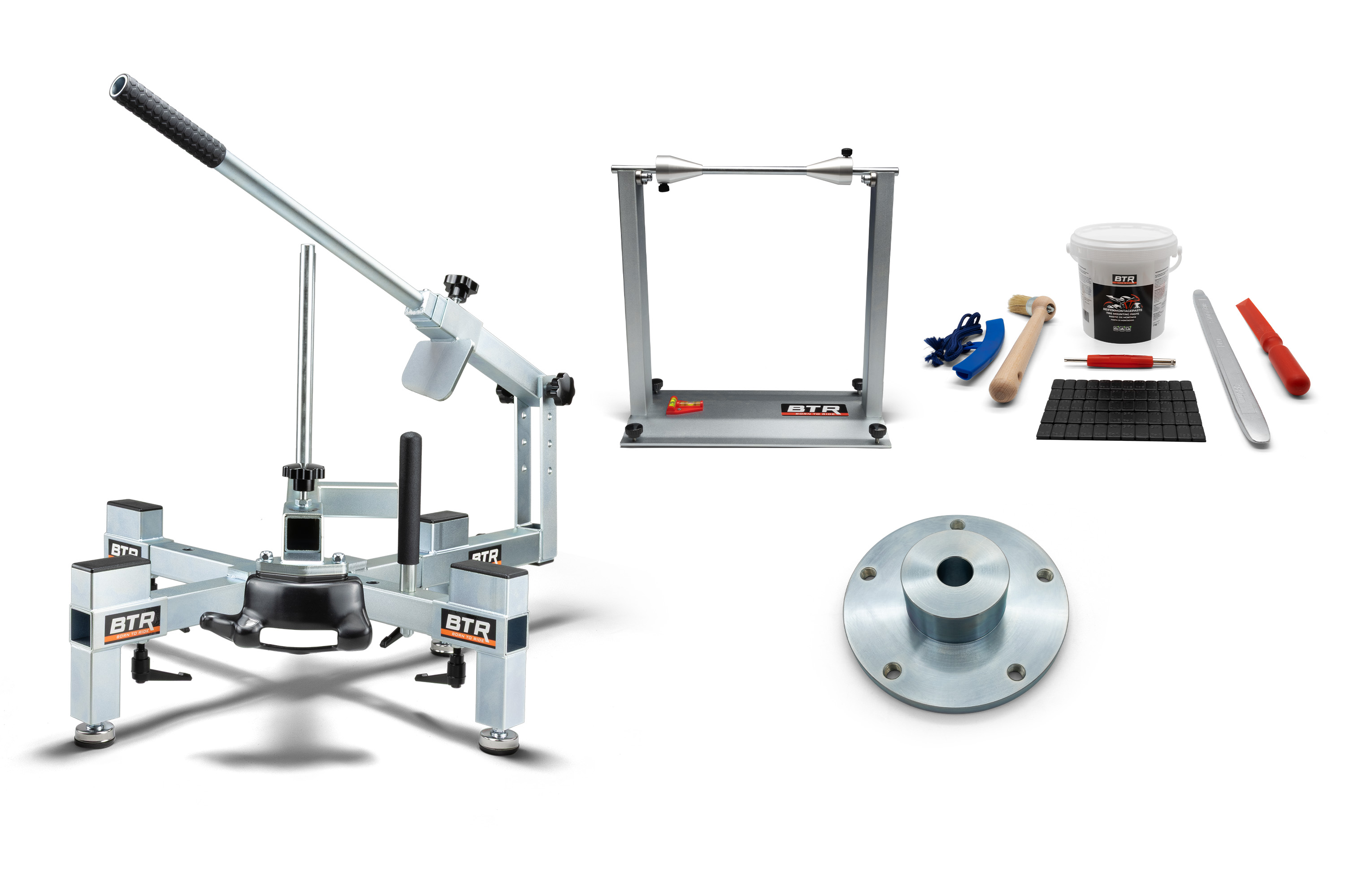 BTR Reifenmontiergerät EVO2® Set für BMW Einarmschwingen mit 5-Loch-Felge