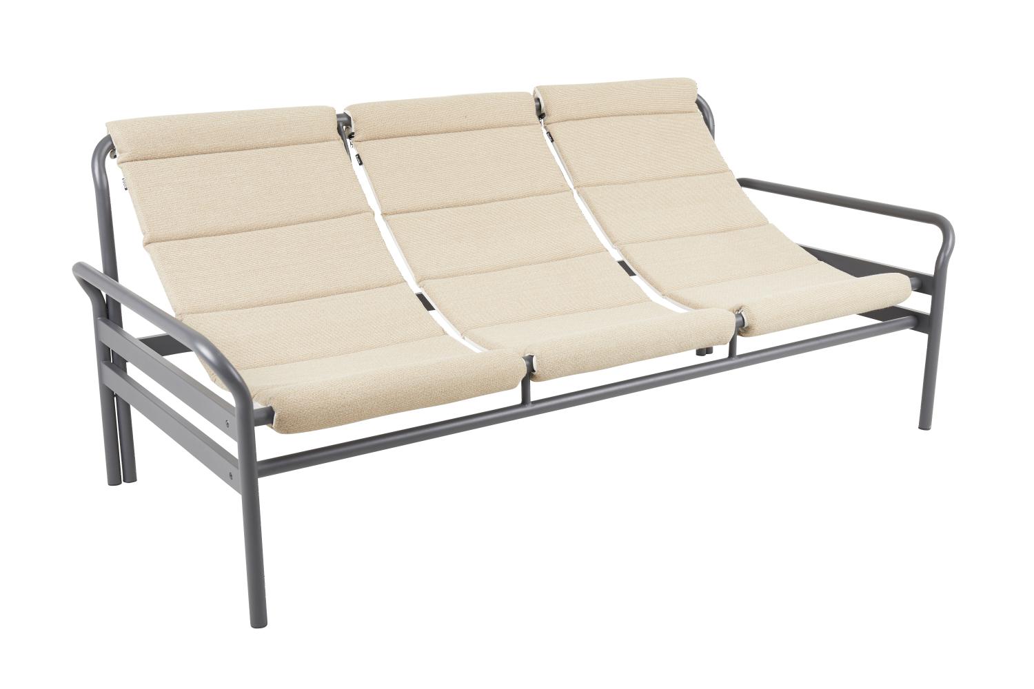 Brafab 3-Sitzer Sofa SLING, Aluminium Anthrazit / Olefin (100 % Polypropylen) Barley - Abverkauf