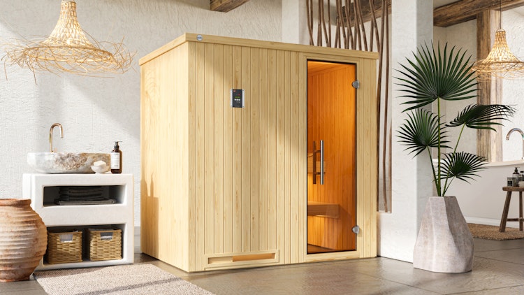 Weka Sauna Halmstad 1 mit Glastür und Fronteinstieg - 68 mm