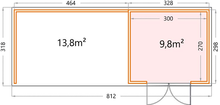 Telluria Metallgerätehaus Classico 3330 mit Lounge Anbau XL (ca. 450 cm Breite)