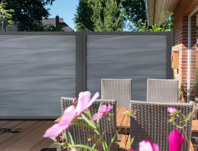 GroJa Viento Designzaun Typ Hochkant 90x180 mit Rahmen Anthrazit
