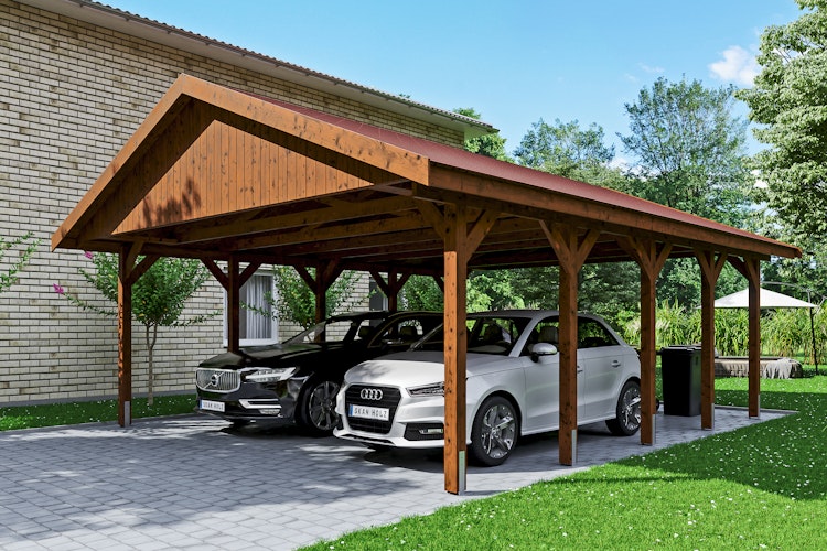 Skan Holz Wallgau - Satteldach Doppelcarport Breite 620 cm