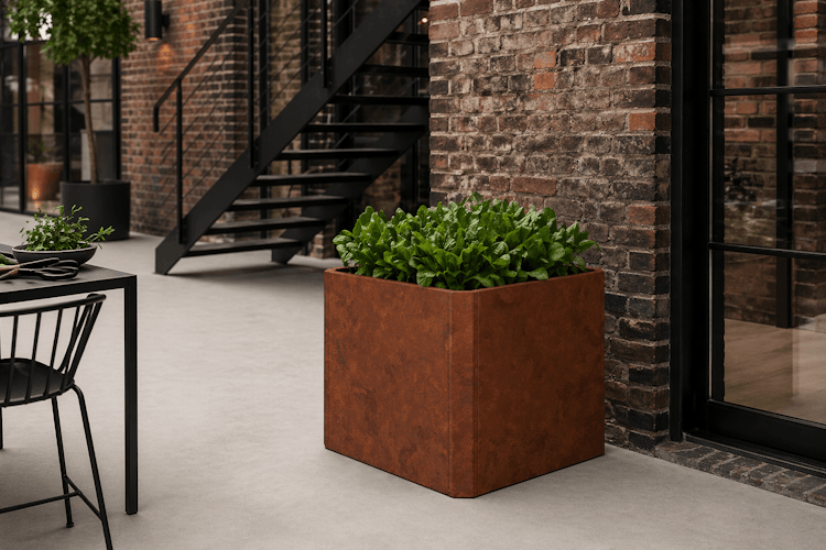 Premium Hochbeet aus Cortenstahl mit Rostpatina 80 x 80 x 75 cm