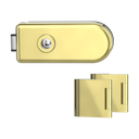 Vorschaubild Griffwerk CLASSICO 1.0 -Messing Optik Ganzglastürbeschlagset -3-teiliger Bandsatz -ohne Griff -UV