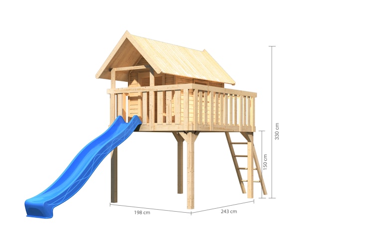 Akubi Stelzenhaus Fidel mit Satteldach inkl. Wellenrutsche