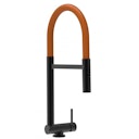 Vorschaubild Wasserhahn Vorfenster Küchenarmatur, Umklappbar 4,5 CM, mit 360° schwenkbarem Auslauf, abnehmbare 2 strahl Handbrause, Schwarz Matt / Orange