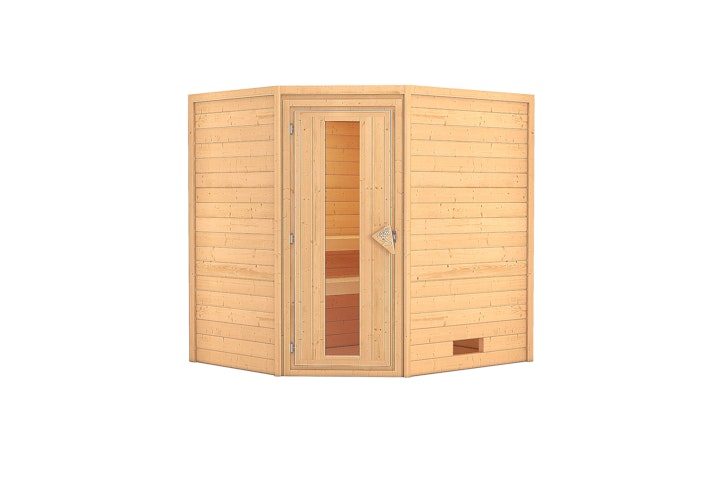 Karibu Woodfeeling Sauna Mia - 38 mm Massivholz Aktionssauna inkl. gratis Sauna-Zubehörset im Wert von 234,94 €