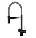 Vorschaubild 3 Wege Wasserhahn Küchenarmatur, Edelstahl Massiv mit 360° schwenkbarem Auslauf und abnehmbare 2 strahl Handbrause, PVD Schwarz Matt / Grau