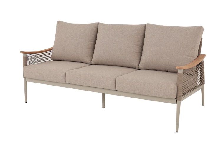 Garden Pleasure Lounge-Gruppe TULUM, Alu Sandbeige / Nonwood / Rope Beige / Kissen 100 % Polyester Beige
