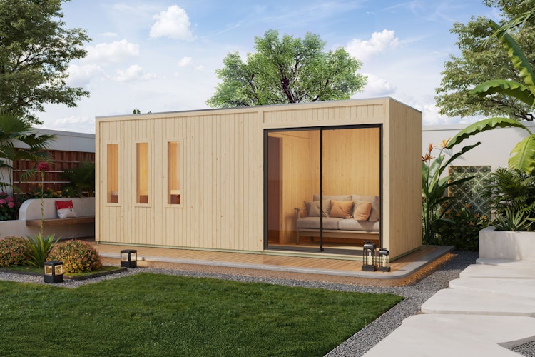 Karibu Design Saunahaus Monterey Blackline - 73 mm inkl. gratis Sauna-Zubehörset im Wert von 234,94 €