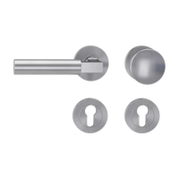 GRIFFWERK Wechselgarnitur METRICO PROF Schraubtechnik FS Rosetten rund Knopf R2 Edelstahl matt L