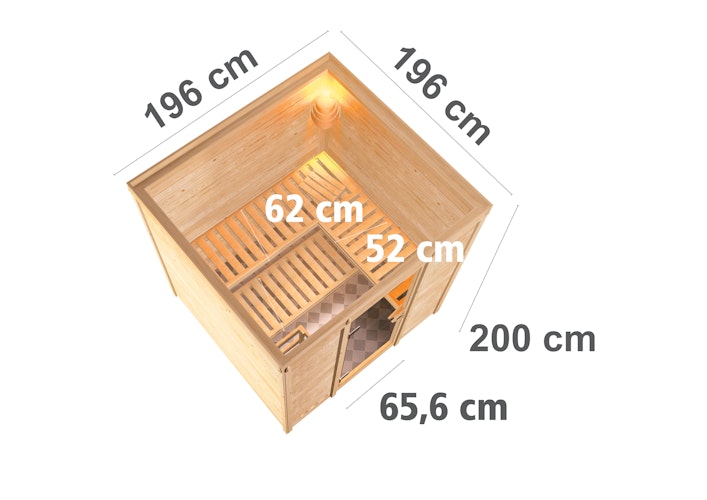 Karibu Sauna Mojave - Massivholzsauna mit Fronteinstieg 38 mm inkl. gratis Sauna-Zubehörset im Wert von 234,94 €